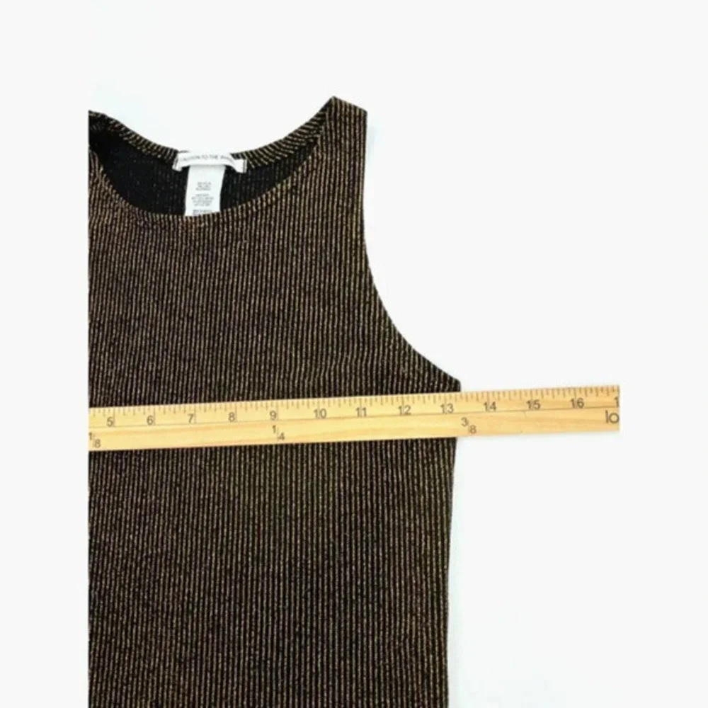 Caution To The Wind Crop‎ Tank Top Gold Metallic Striped Size S Party Festival